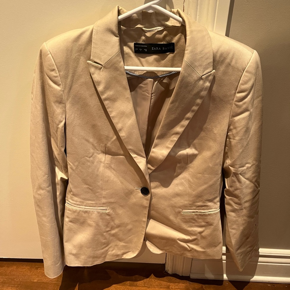 Zara Basic Women's Beige Single-Button Blazer